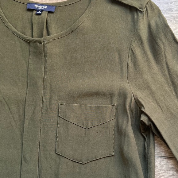 Madewell Army Green Tunic Henley Style Dress Size Medium - Picture 11 of 11